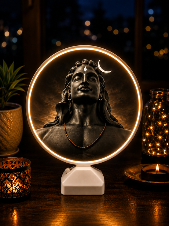 Divine Adiyogi Shiva Magic Mirror Photo Frame – LED Light & Dual Powered (Wired + Battery)