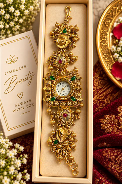 Kashmiri Watch Golden Colour  Adjustable Size 