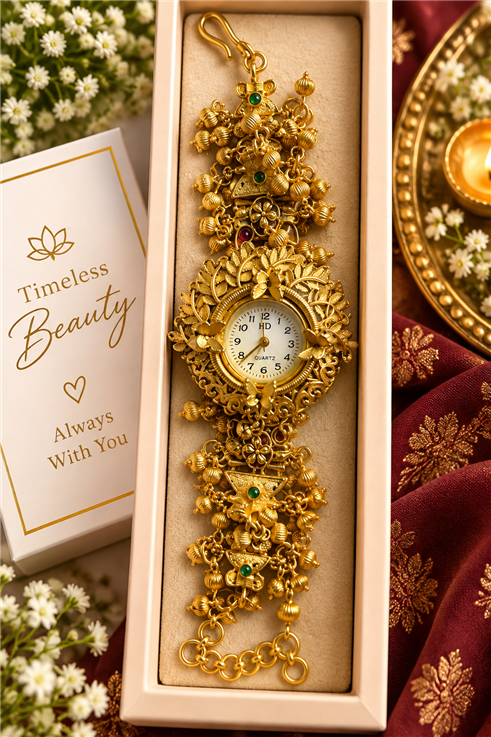 Kashmiri Watch Golden Colour  Adjustable Size For girls and ladies 