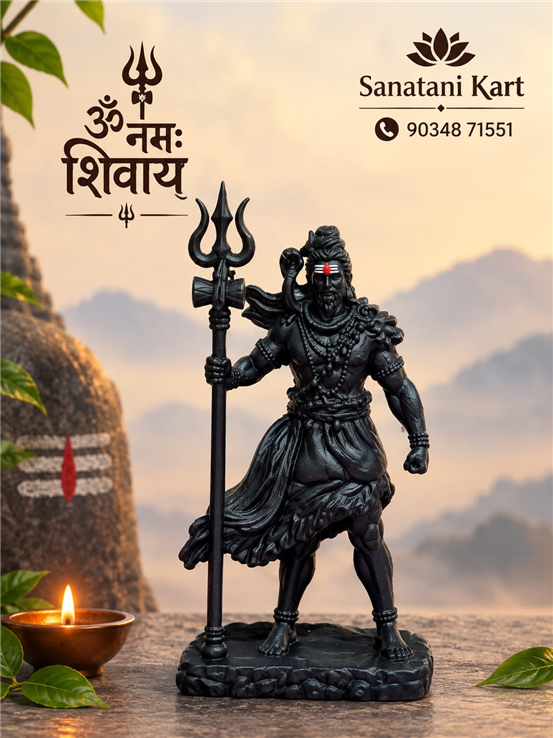 Mahadev Black Color Murti For Car Dashboard,Mandir, Office,Shop