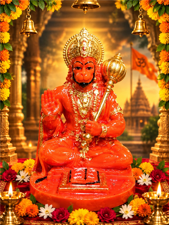 Hanuman Ji Bhagwa Murti For Car Dashboard. Mandir , Shop , Office