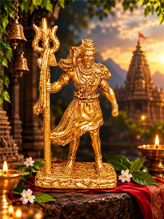 Mahadev Golden Print Murti For Mandir, Car Dashboard , Shop , Office