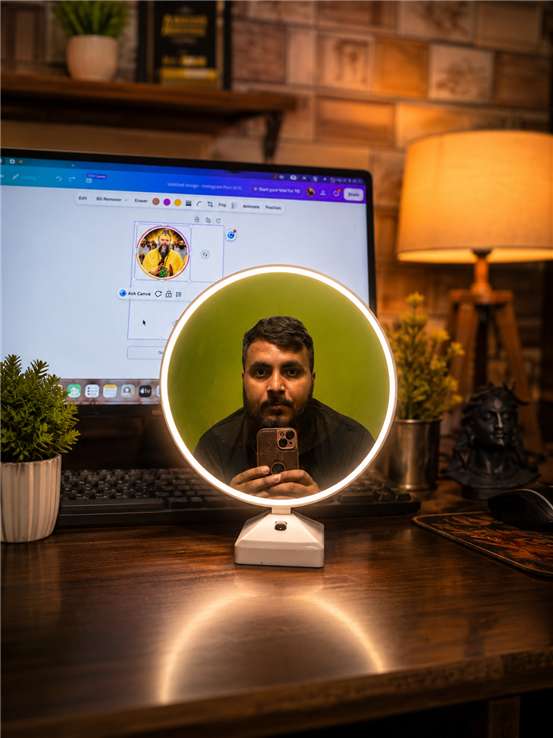 Divya Premanand Ji Maharaj Magic Mirror Photo Frame – LED Light & Dual Powered (wired + battery)