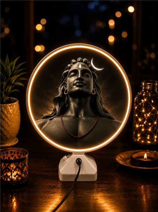 Divine Adiyogi Shiva Magic Mirror Photo Frame – LED Light & Dual Powered (Wired + Battery)