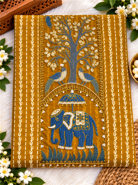 Pure Cotton Girls And Women Unstitched Suit Mustard Color Beautiful Embroidered Design With Stylish Duppata 