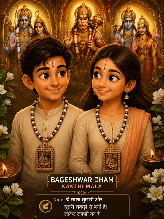 Original Bageshwar Dham Tulsi & Wooden Kanthi Mala | Authentic Spiritual Necklace for Daily Wear | Divya Mala for Positive Energy & Peace