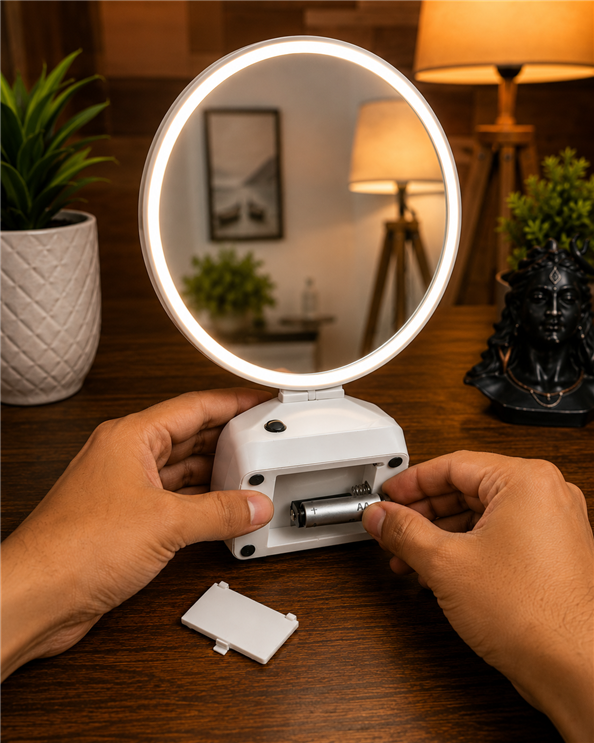Divya Premanand Ji Maharaj Magic Mirror Photo Frame – LED Light & Dual Powered (wired + battery)