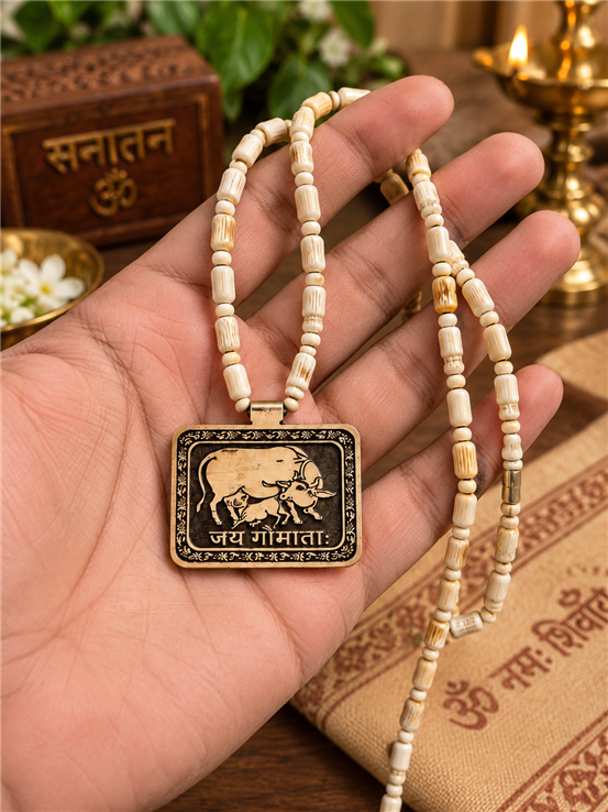 Gau Mata Tulsi Mala with locate Jay gau mata