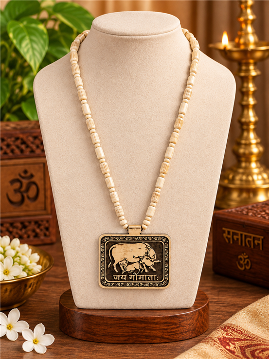 Gau Mata Tulsi Mala with locate Jay gau mata